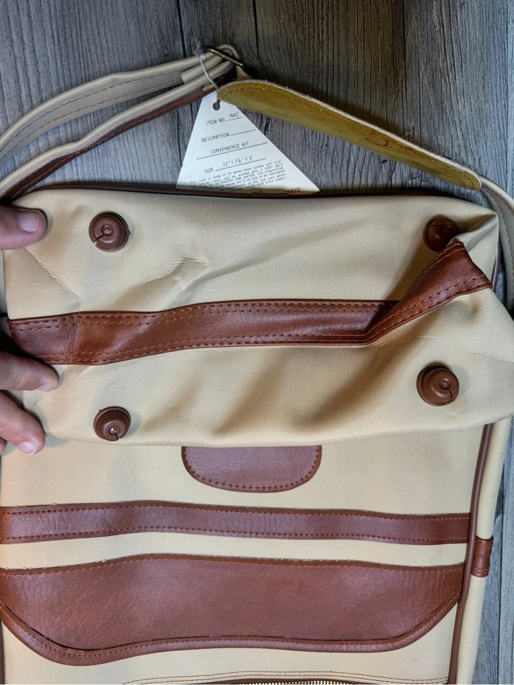 Vintage Mr. Roberts Designer Luggage bag cream brown vinyl Lubik Oldsmobile Logo